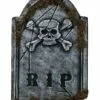 1.5 Ft Skull Face Tombstone With Moss