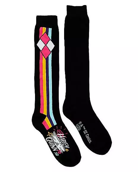 Harley Quinn Striped Knee High Socks - Birds of Prey Harley Quinn Striped Knee High Socks - Birds Of Prey -Cosplay Shop 01488956 a