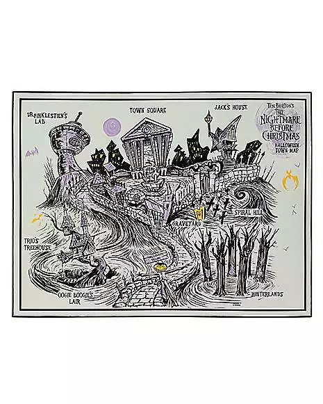 Halloween Town Map Sign - The Nightmare Before Christmas Halloween Town Map Sign - The Nightmare Before Christmas -Cosplay Shop 01515071 a
