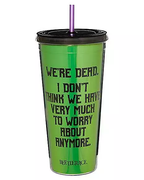 We're Dead Beetlejuice Cup with Straw We're Dead Beetlejuice Cup With Straw -Cosplay Shop 01517432 b
