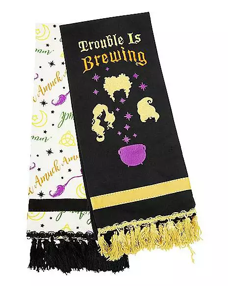 Trouble is Brewing and Amuck Amuck Dishtowels 2 Pack - Hocus Pocus Trouble Is Brewing And Amuck Amuck Dishtowels 2 Pack - Hocus Pocus -Cosplay Shop 01522374 a