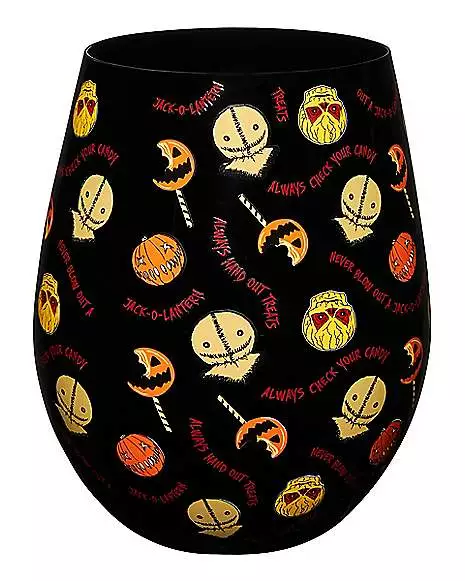 Trick r' Treat Pattern Stemless Glass 20 oz. - Trick 'r Treat Trick R' Treat Pattern Stemless Glass 20 Oz. - Trick 'r Treat -Cosplay Shop 01530856 a