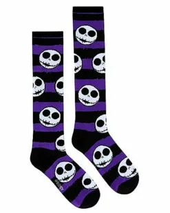 Jack Skellington Striped Knee High Socks - The Nightmare Before Christ